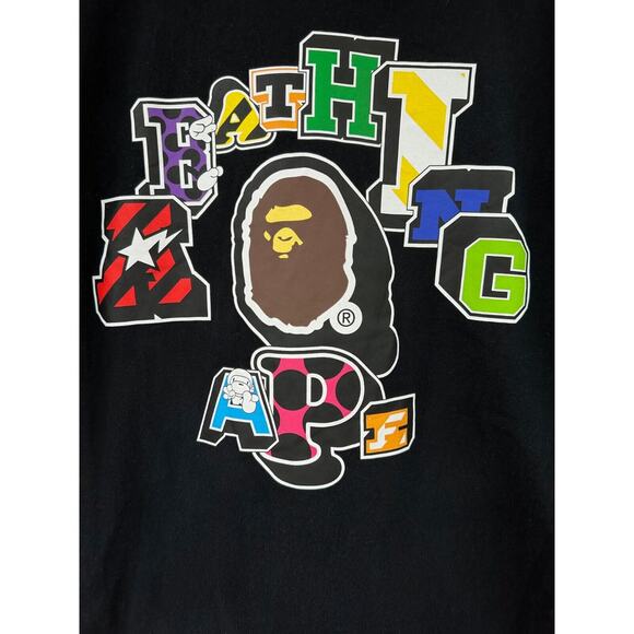 A Bathing Ape Authentic 0000. Black T Shirt Logo On Back Size S - Picture 4 of 14